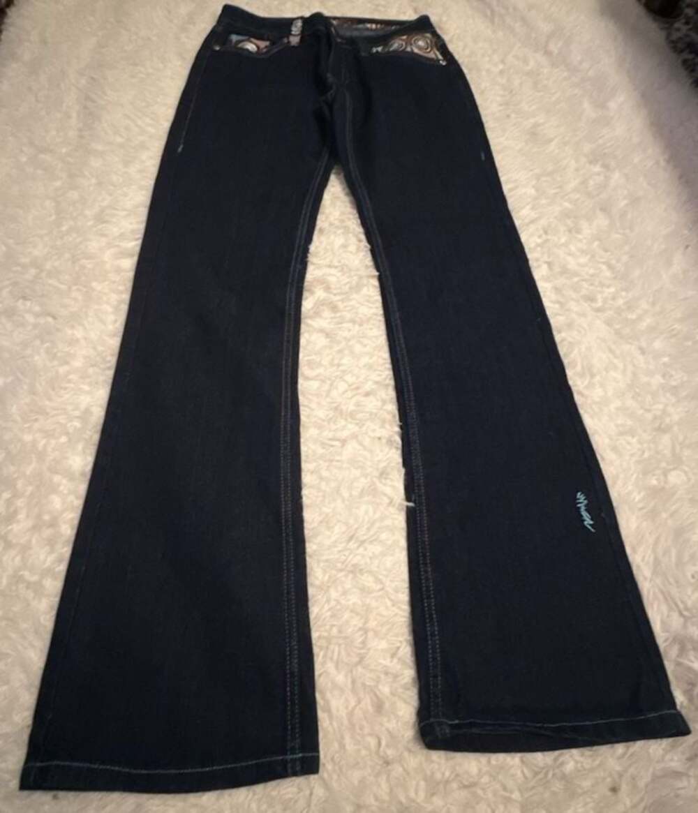 Coogi Vintage Dark Wash Flare Jeans with Embroidered Back Pocket Detail